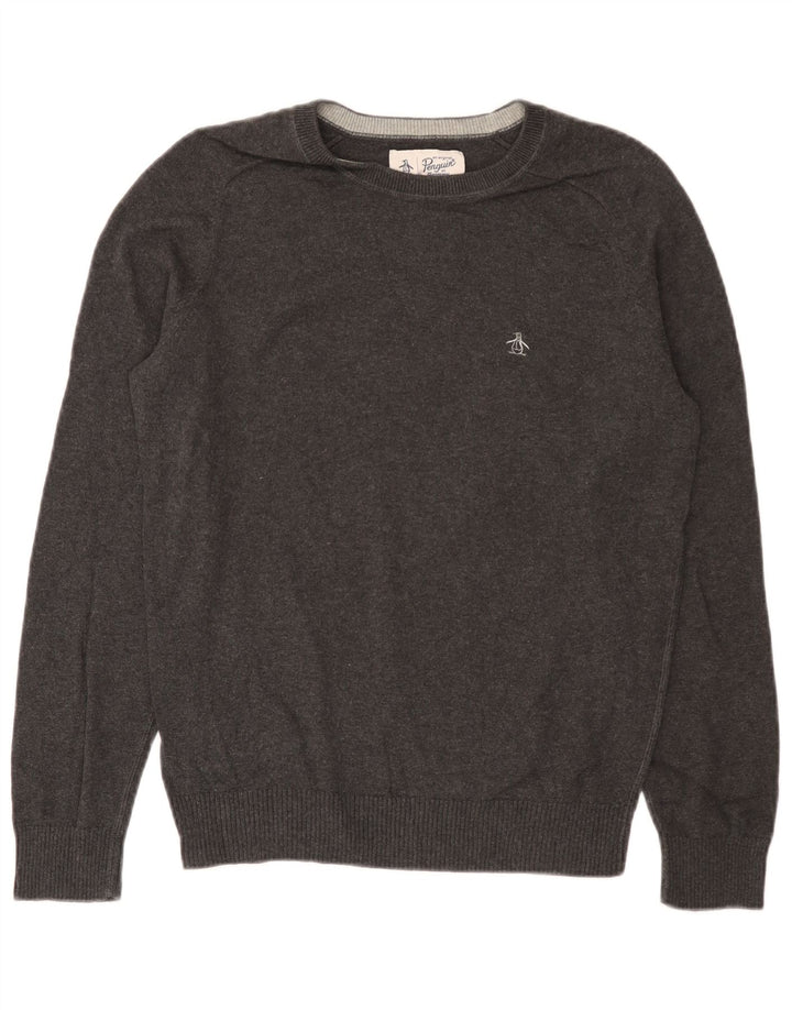 Maglione da uomo girocollo Penguin piccolo in cotone grigio