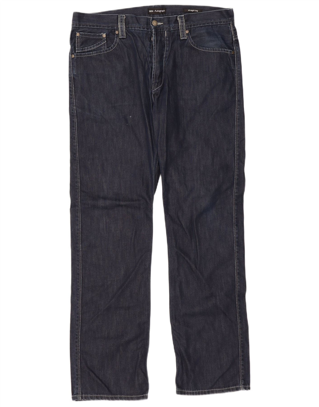 Jeans dritti autografi da uomo Marks & Spencer W36 L33 cotone blu navy