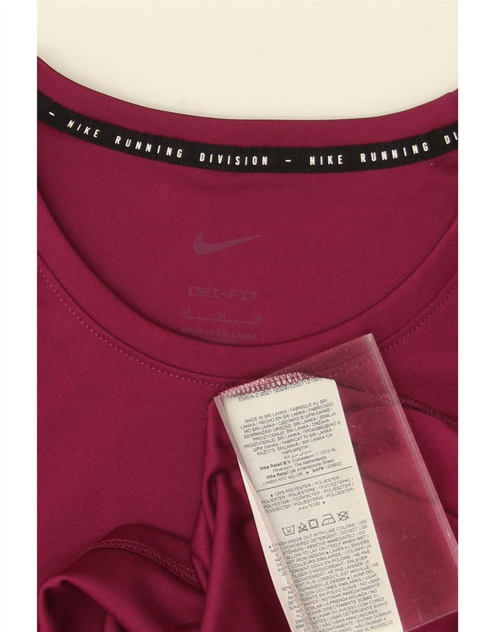 NIKE Mens Dri Fit Graphic T-Shirt Top Medium Burgundy Polyester