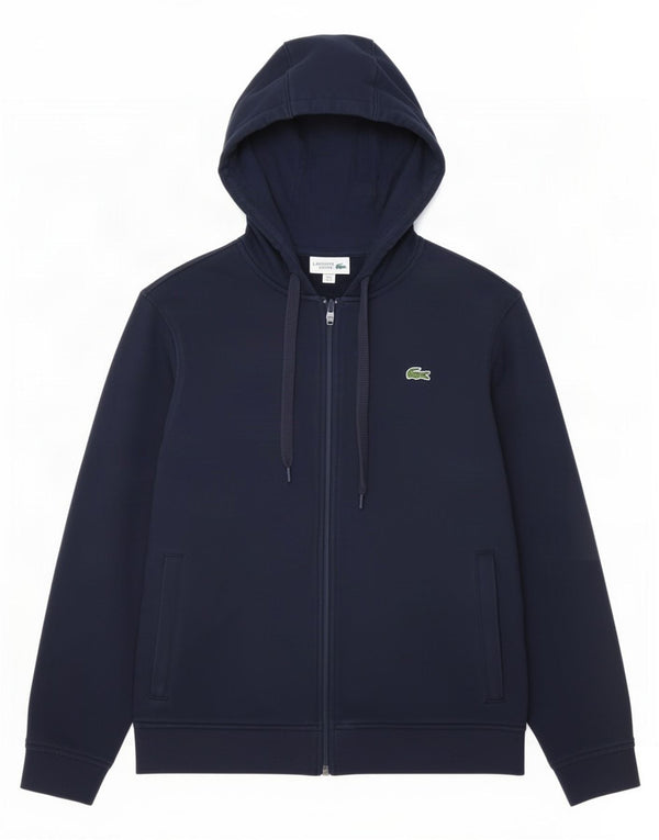 Maglione con cappuccio e zip da uomo Lacoste taglia 4 medio in cotone blu navy