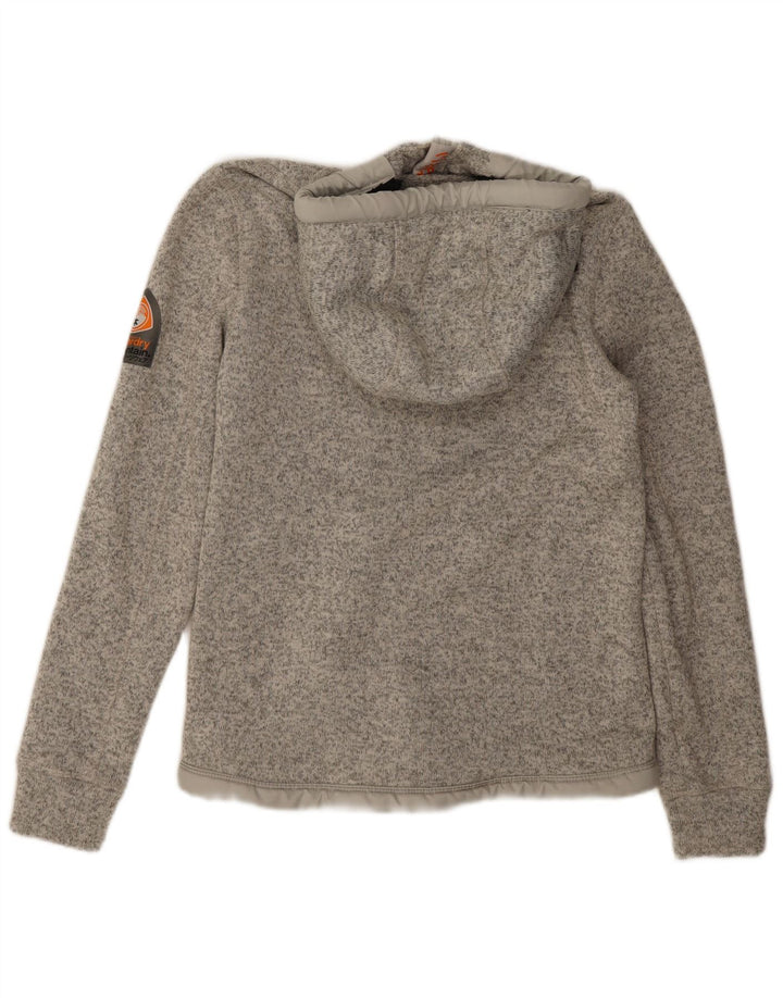 Felpa con cappuccio e zip da donna Superdry UK 14 Poliestere screziato grigio medio