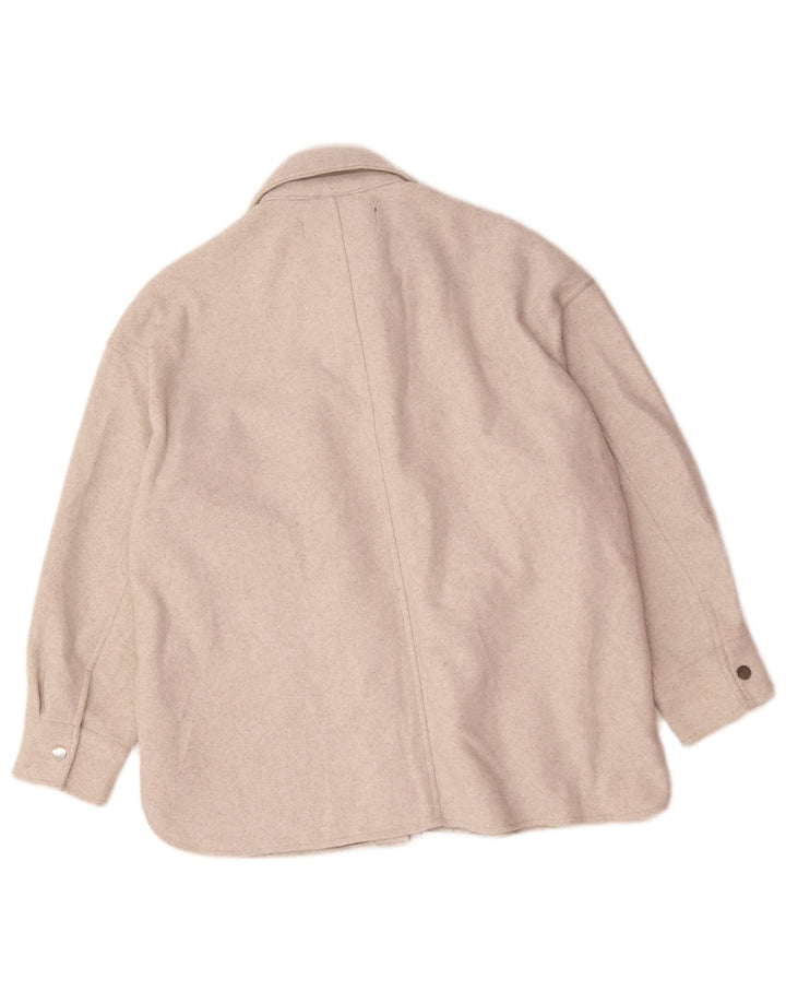 Giacca Shacket da donna Zara UK 14 Poliestere beige medio
