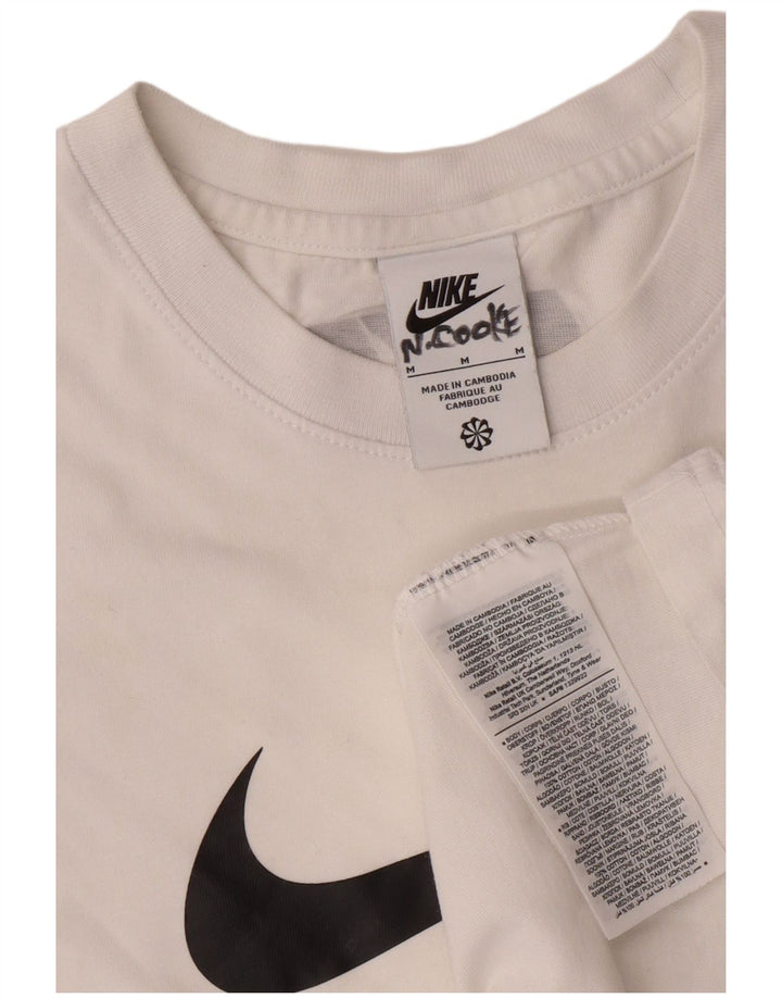 NIKE Mens Graphic T-Shirt Top Medium White Colourblock Cotton