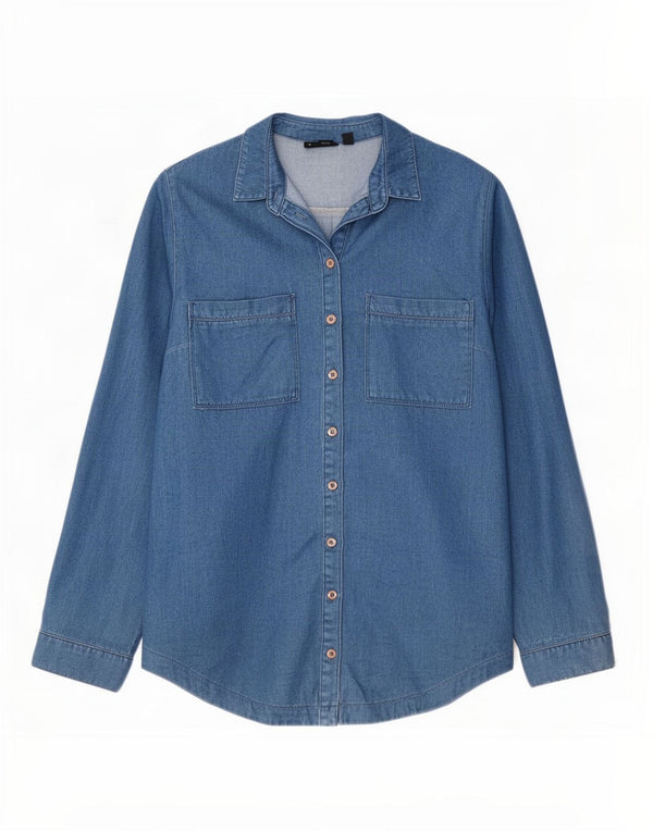 Camicia in denim da donna Topshop UK 14 grande cotone blu