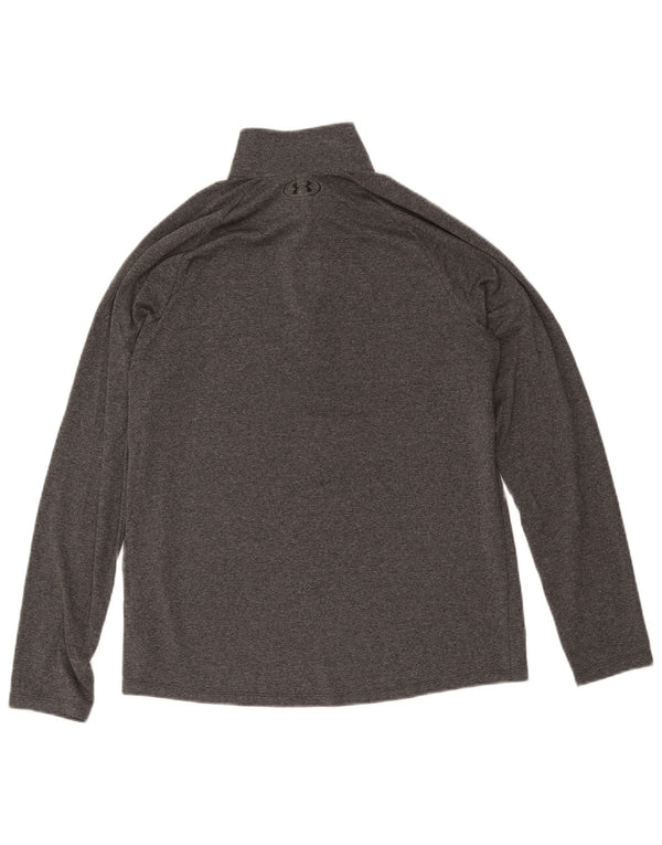 Under Armour Maglia da uomo con zip e collo a maniche lunghe in poliestere grigio medio