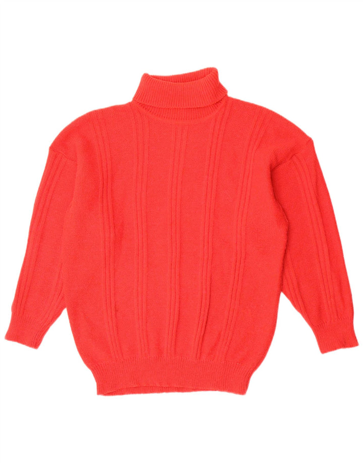 Maglione maglione vintage da uomo con collo alto XL rosso acrilico