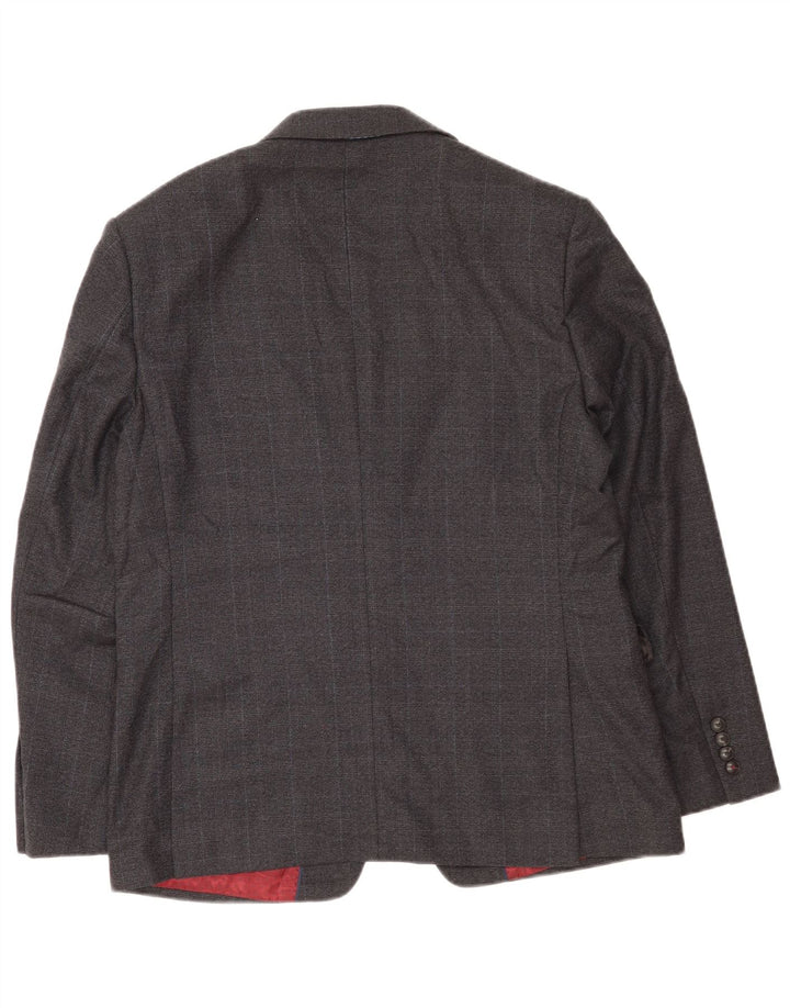 Giacca blazer a 2 bottoni Marks & Spencer da uomo UK 40 grande lana a quadri grigi
