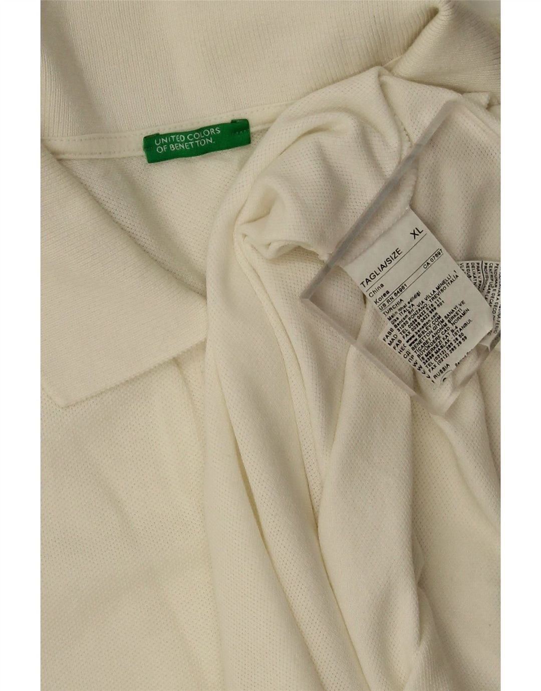 Polo Benetton Uomo XL Cotone Bianco