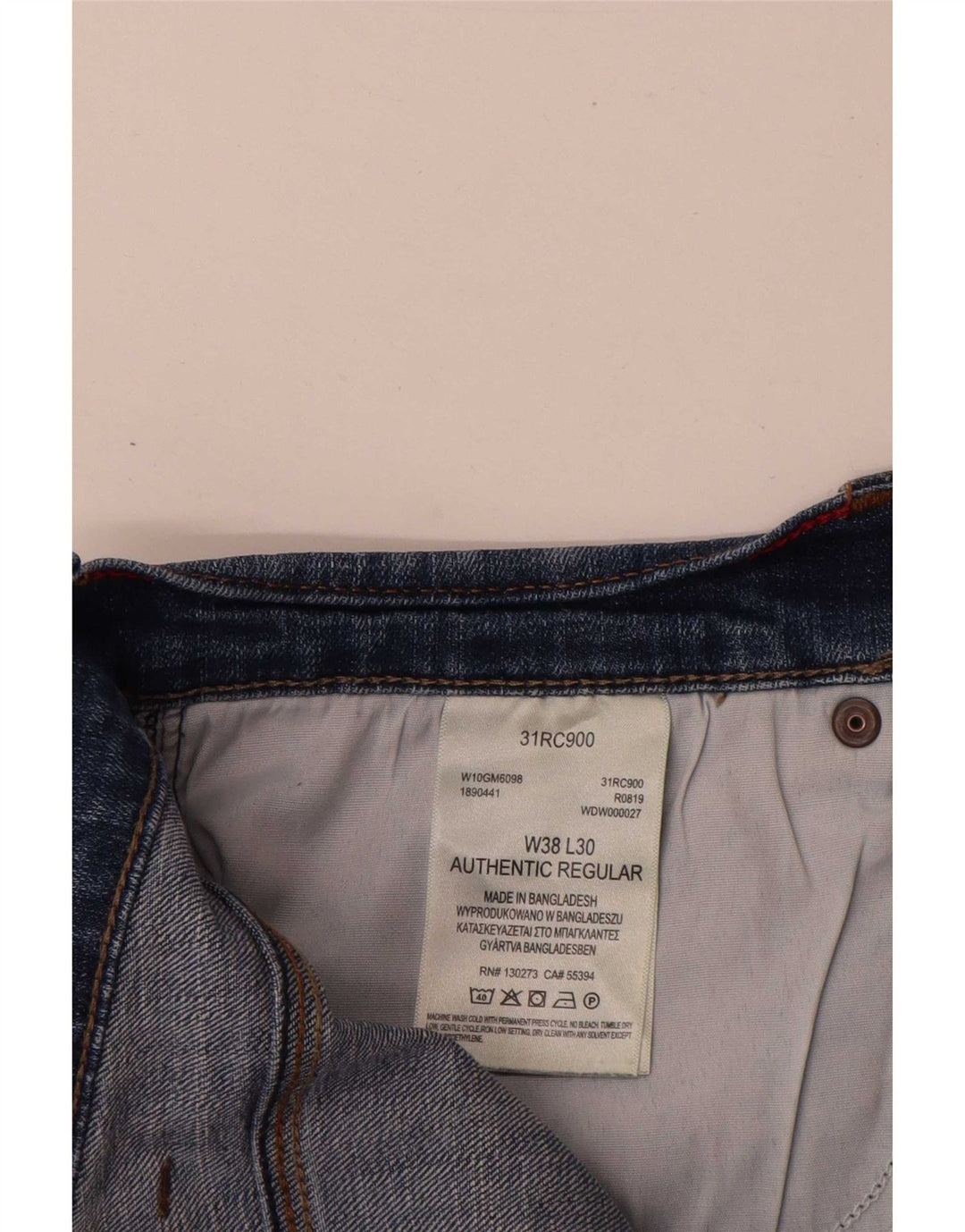 Jeans dritti regolari autentici da uomo Wrangler W38 L30 cotone blu