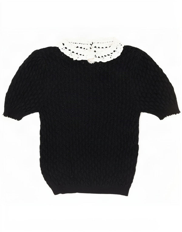 Maglione Zara da donna a maniche corte con scollo a barca UK 14 Blu navy medio