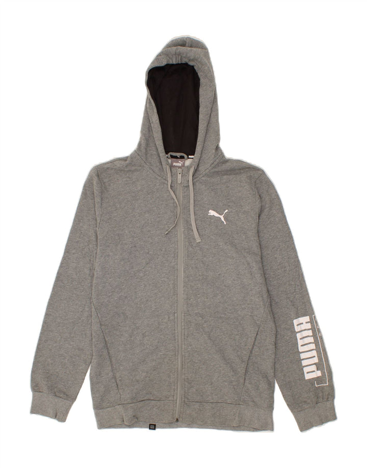 PUMA Mens Graphic Zip Hoodie Sweater Small Grey Cotton Vintage Puma and Second-Hand Puma from Messina Hembry 