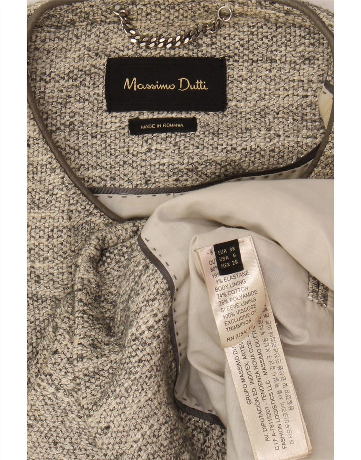 MASSIMO DUTTI Womens Overcoat EU 38 Small Beige Flecked Cotton