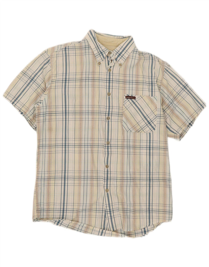 Camicia a maniche corte da uomo Marlboro Classics in cotone a quadri multicolore medio