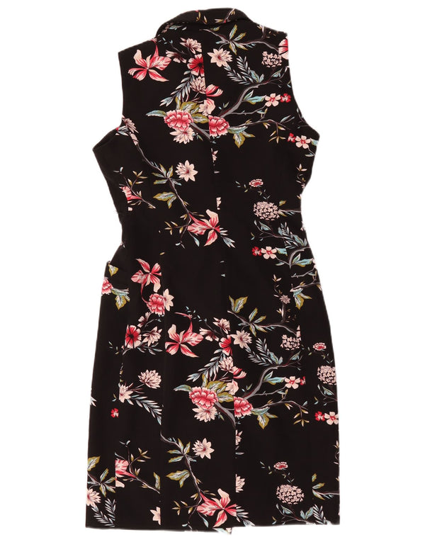 Abito tubino avvolgente senza maniche da donna Calvin Klein US 6 medio nero floreale