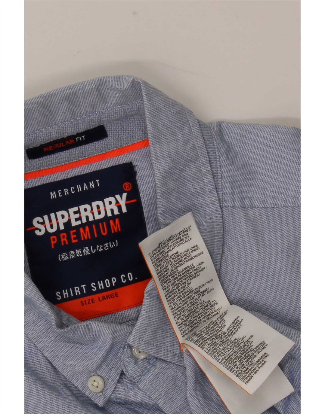 Camicia da uomo Regular Fit Superdry grande cotone gessato blu