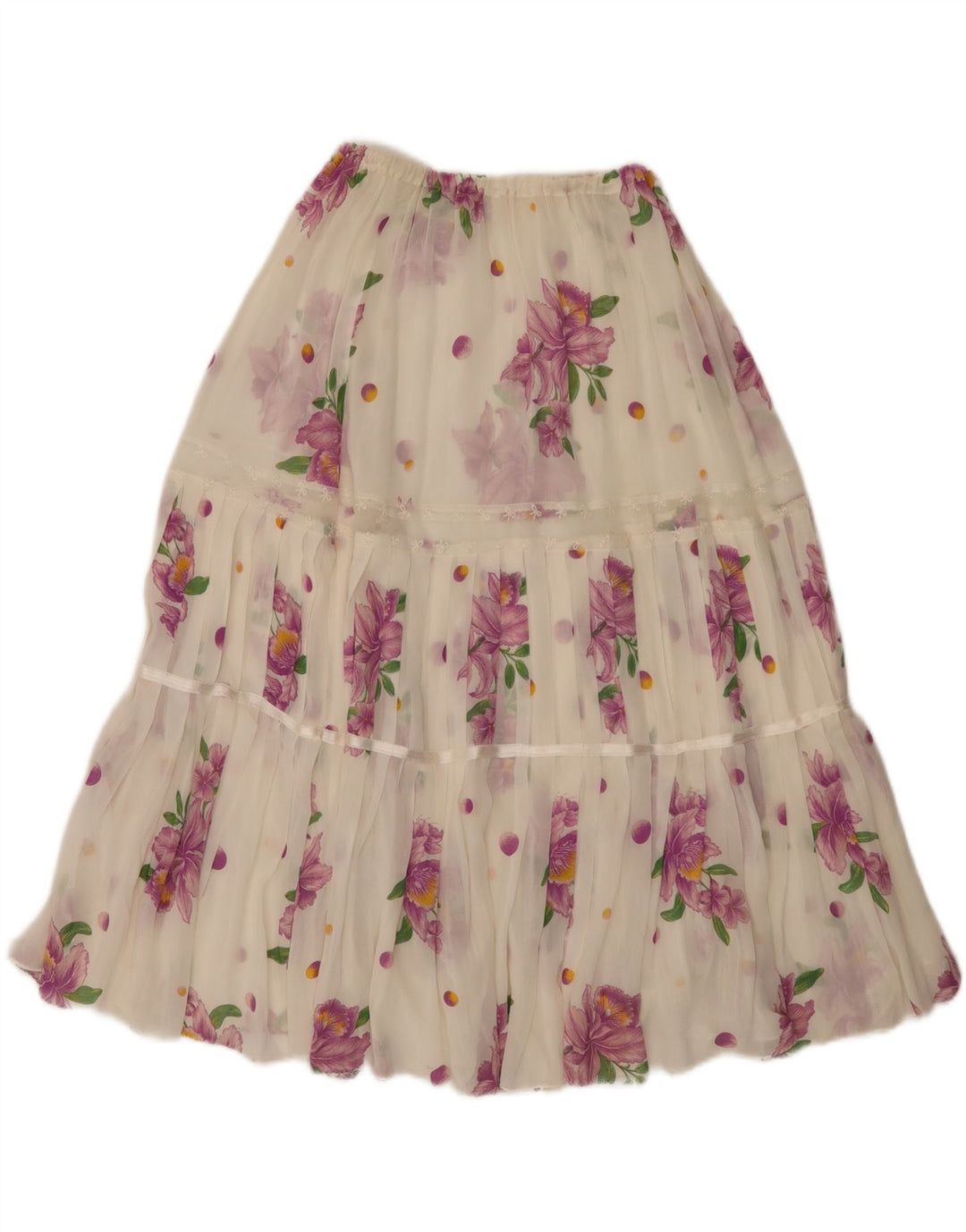 Gonna a strati trasparente da donna vintage W26 piccola floreale bianca