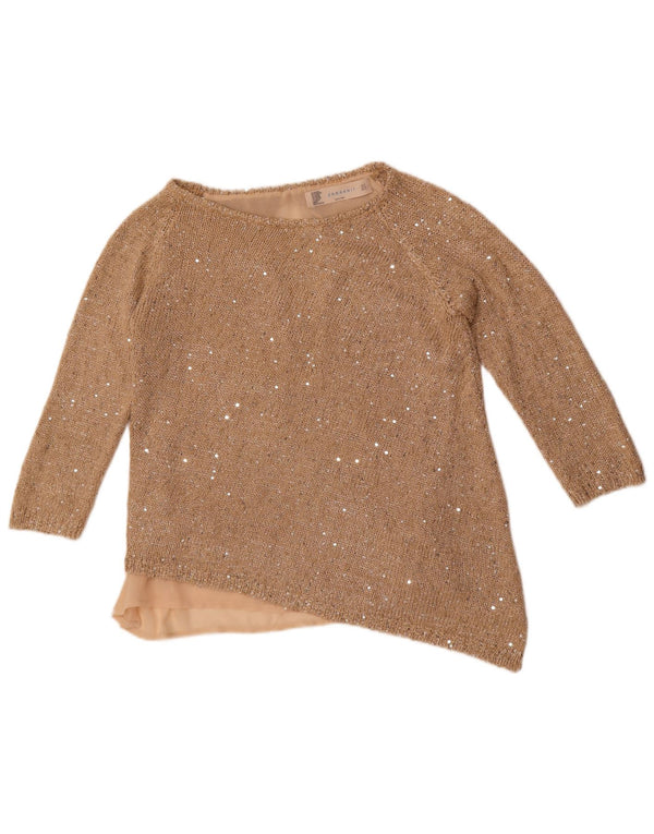 Maglione da donna Zara asimmetrico con scollo a barca UK 14 Beige medio screziato