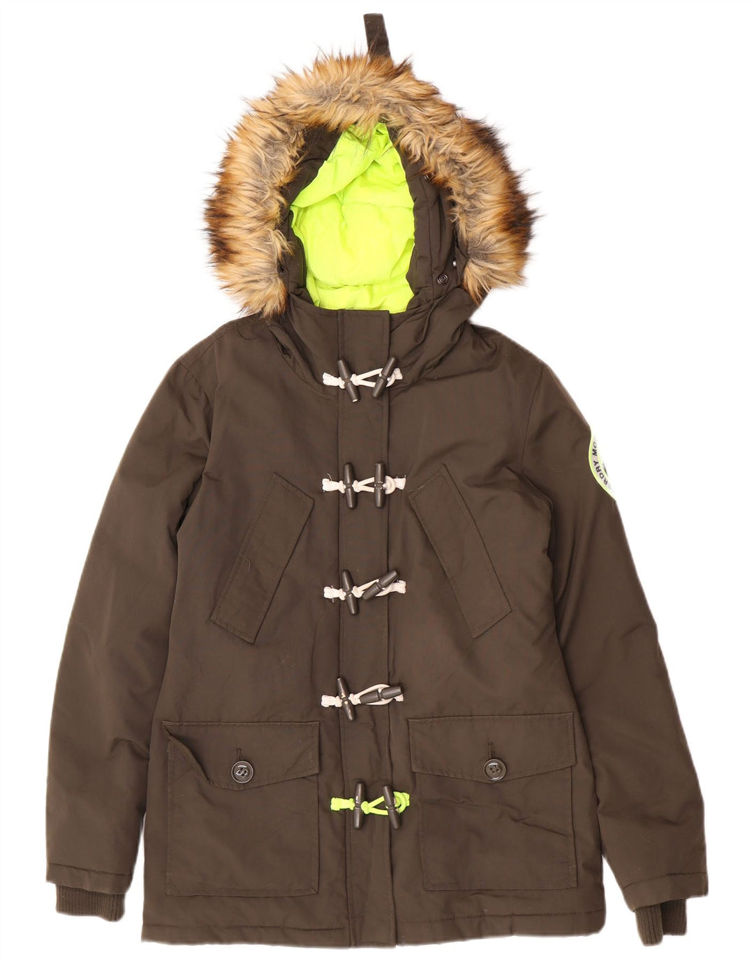 Giacca parka oversize da donna con cappuccio Superdry UK 10 Small Khaki Nylon