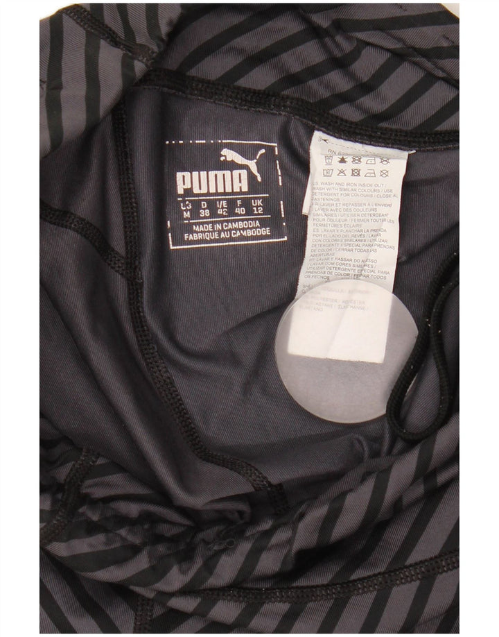 Leggings Capri da donna Puma UK 12 Poliestere a righe grigio medio