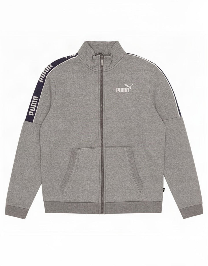 Giacca da ginnastica grafica da uomo Puma in cotone color block grigio medio