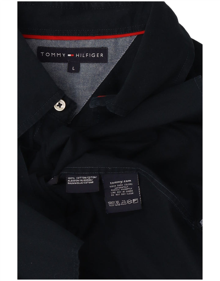 TOMMY HILFIGER Camicia da uomo grande in cotone blu navy
