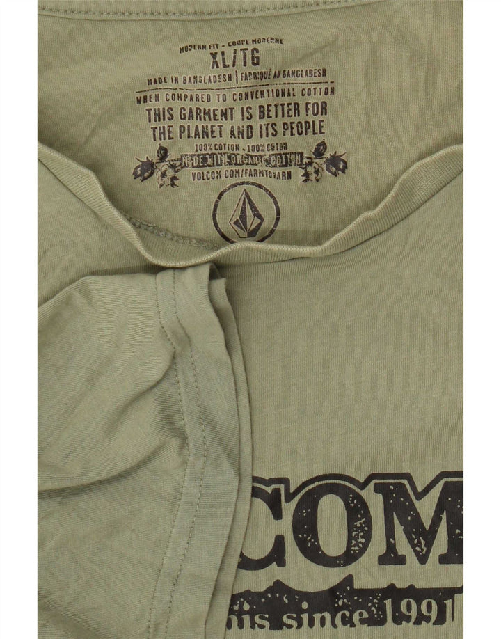 T-shirt grafica da uomo Volcom Top XL in cotone verde