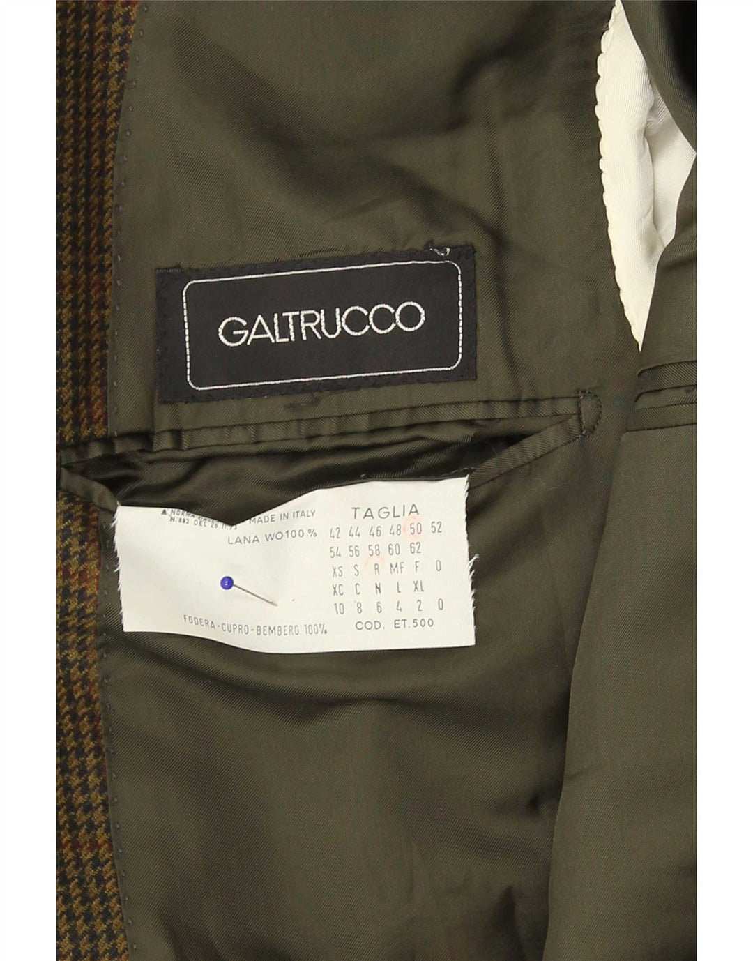 Giacca blazer da uomo vestibilità regolare Galtrucco IT 50 grande pied de poule kaki