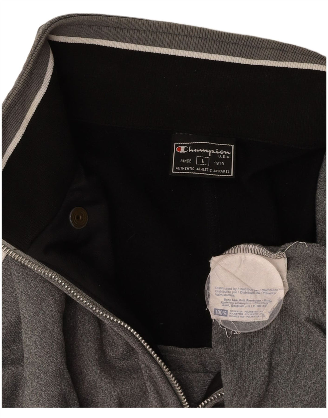 Giacca da tuta da uomo CHAMPION, grande, in poliestere color block grigio