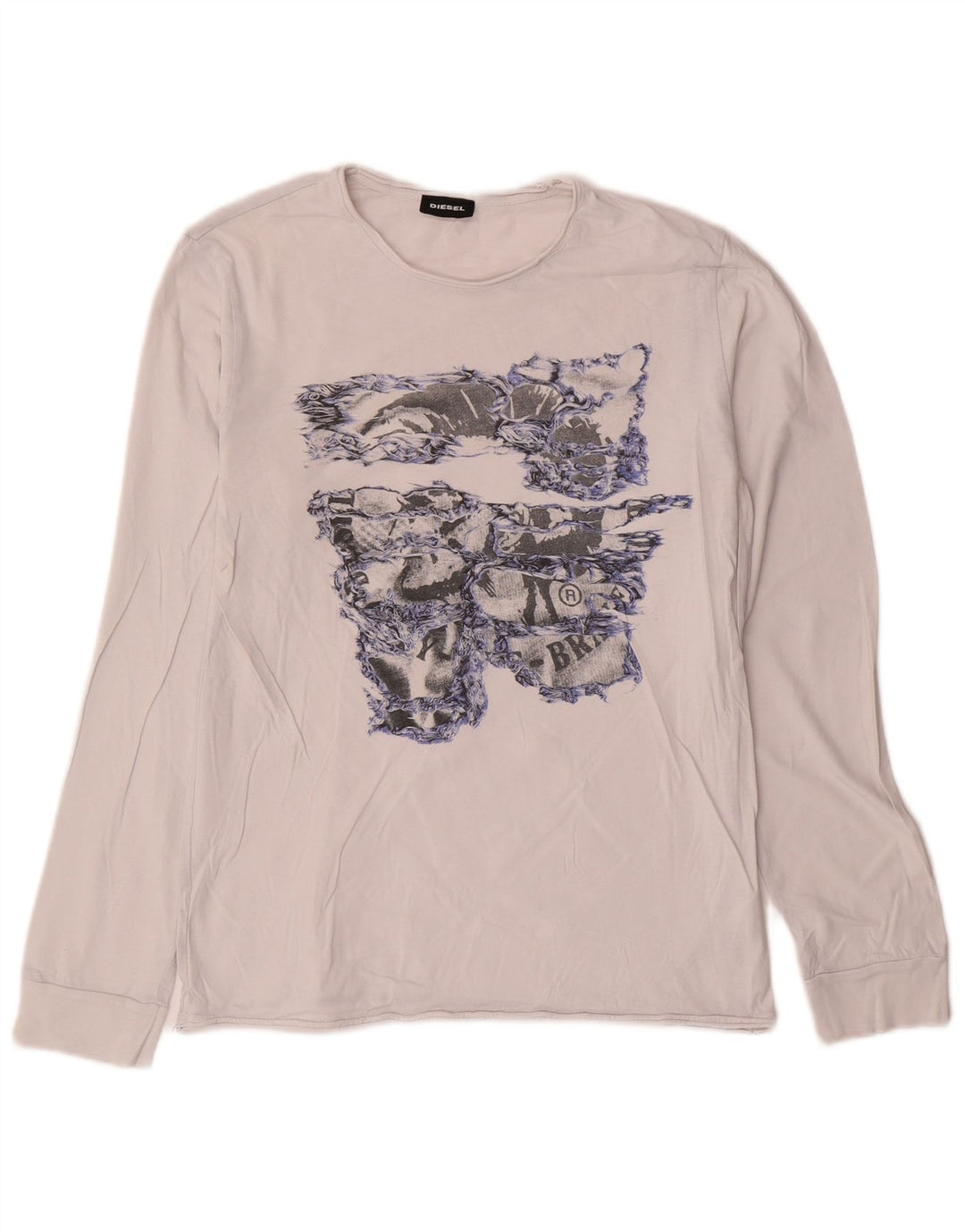 Diesel Top grafico per ragazze manica lunga 15-16 anni in cotone bianco sporco