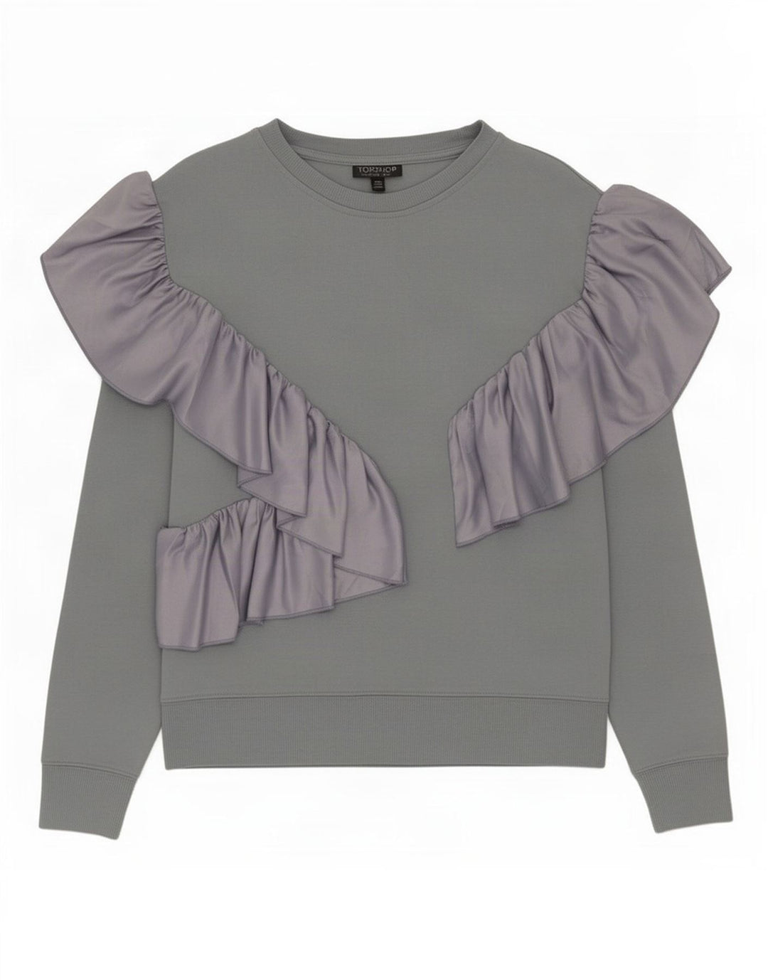 Topshop Felpa da donna Maglione UK 10 Piccolo Poliestere grigio