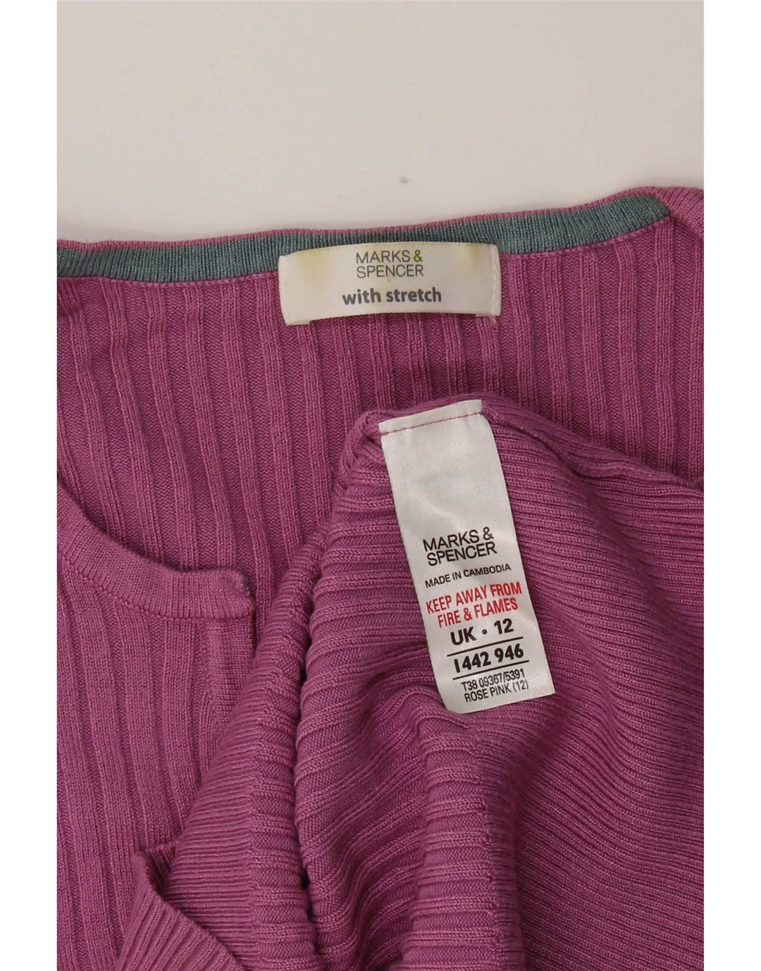 Maglione da donna Marks & Spencer con scollo a V UK 12 Viscosa rosa medio