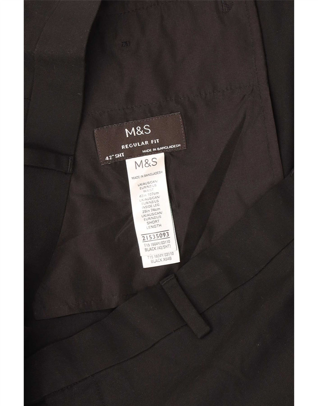 Pantaloni da abito dritti da uomo Marks & Spencer vestibilità regolare W42 L29 neri