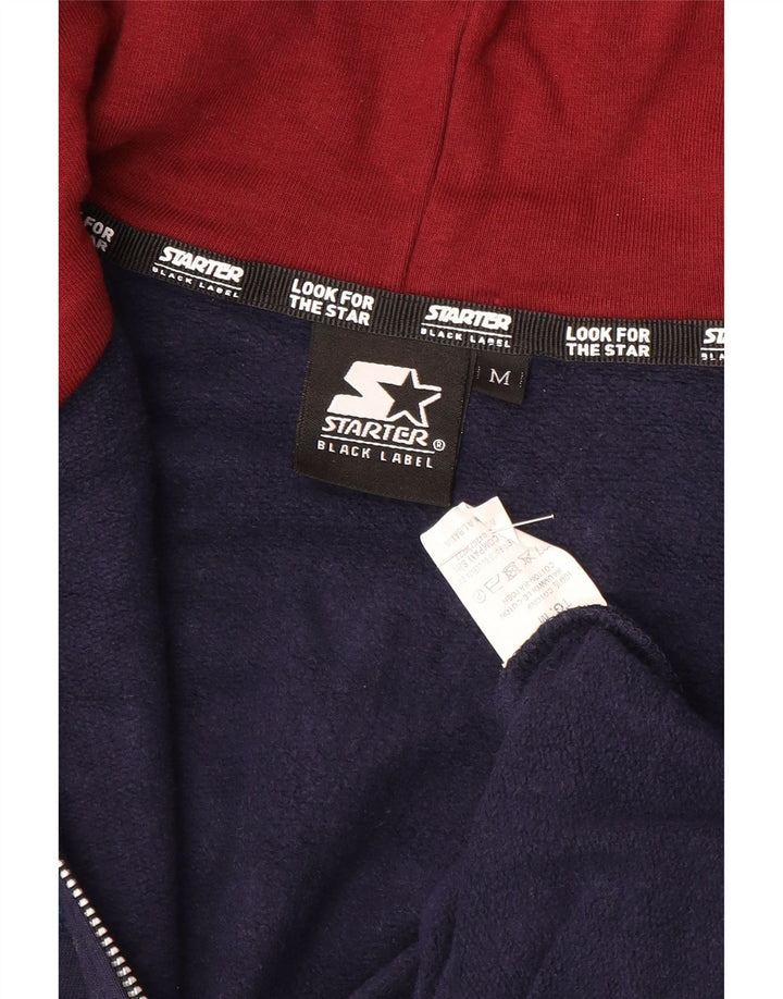 Maglione con cappuccio e zip da uomo Starter in cotone blu navy medio