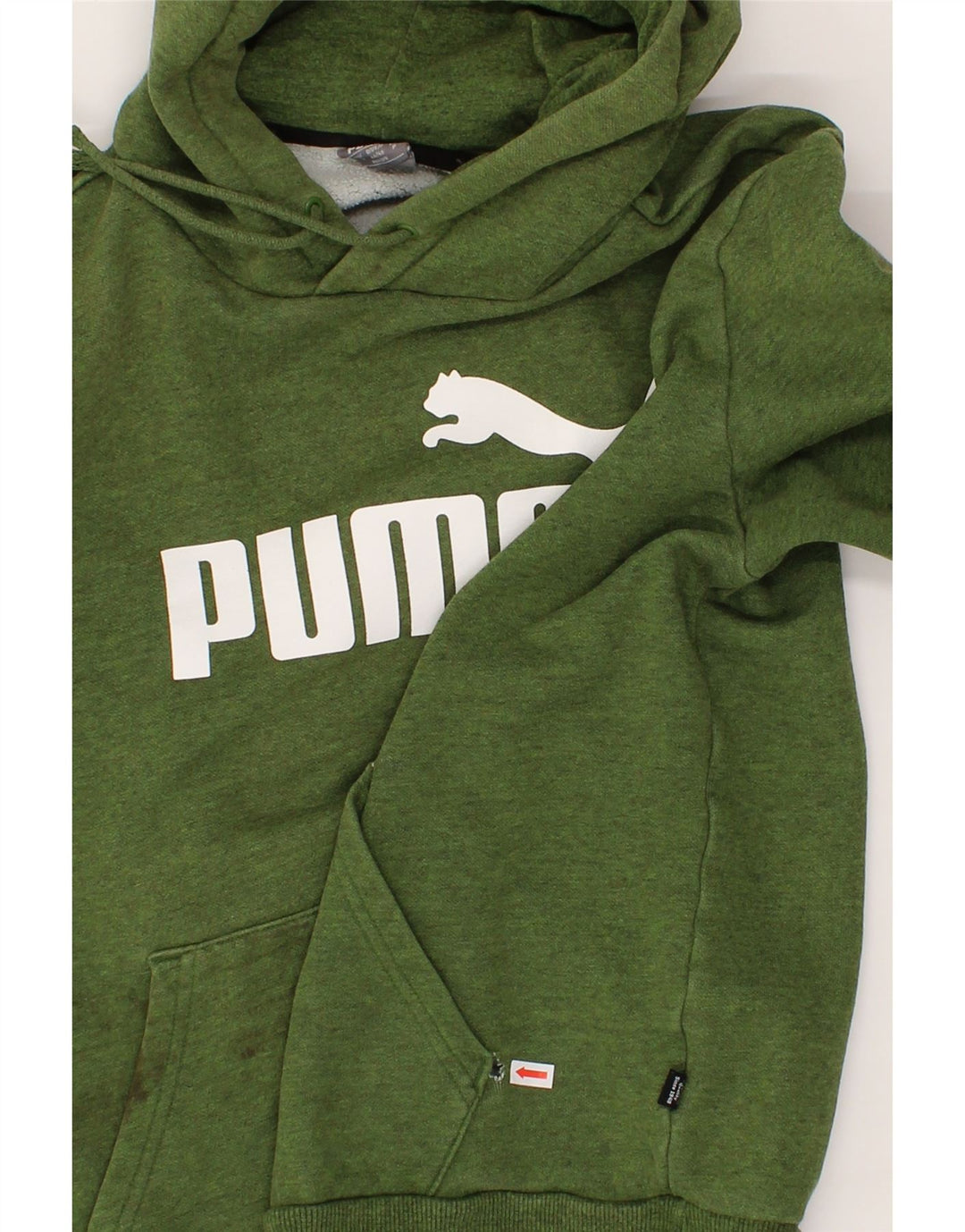 PUMA Womens Oversized Graphic Hoodie Jumper UK 10 Small Green Vintage Puma and Second-Hand Puma from Messina Hembry 