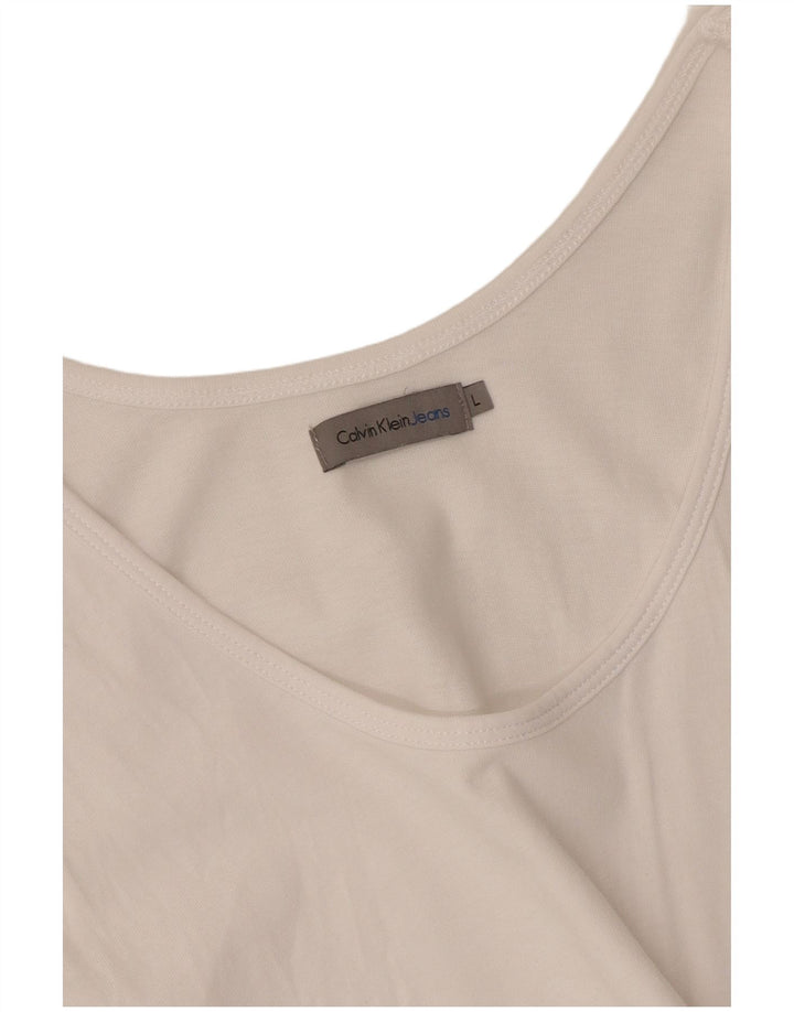 CALVIN KLEIN JEANS Womens Graphic Vest Top UK 14 Large White