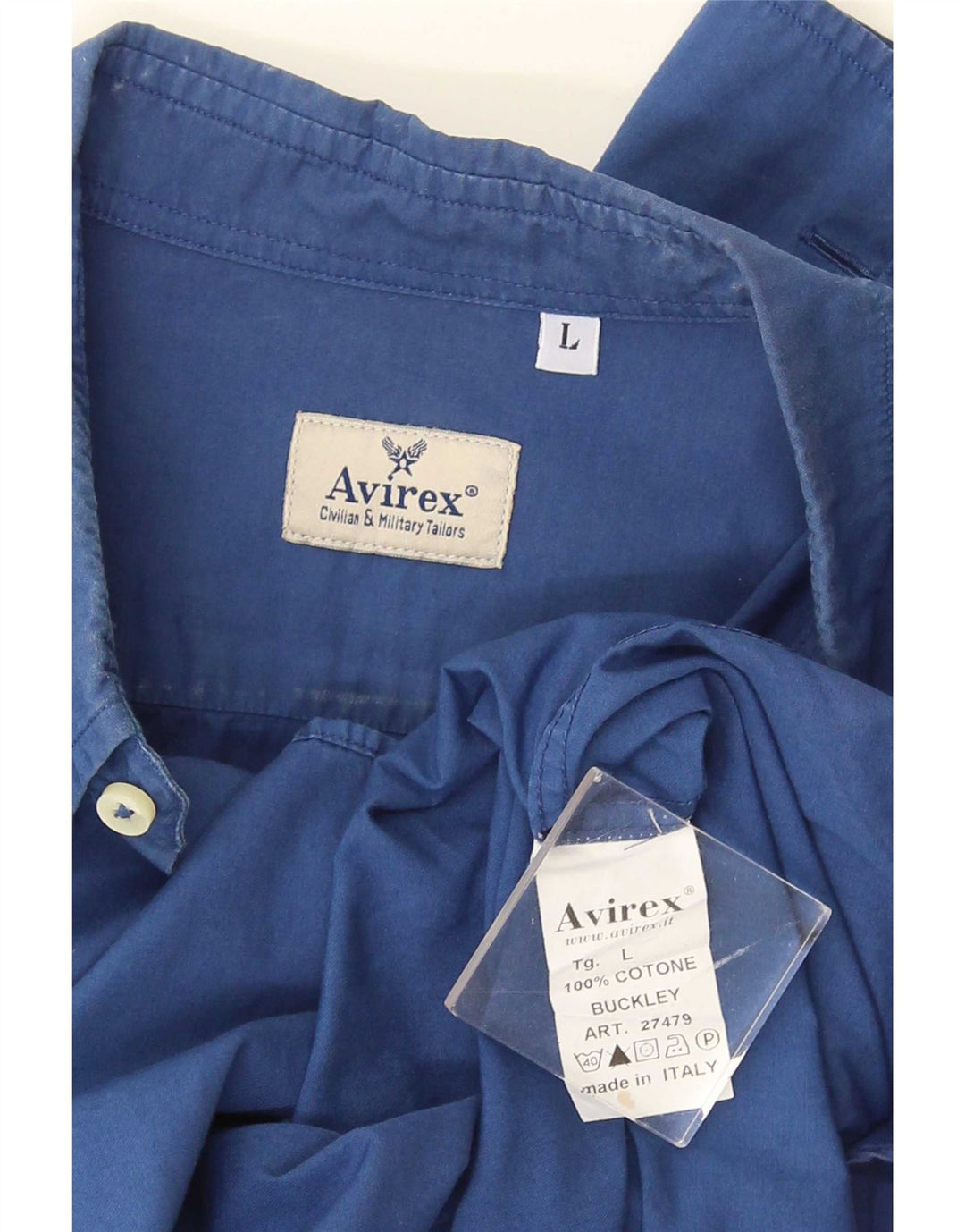 Camicia da uomo Avirex Regular Fit Large in cotone blu