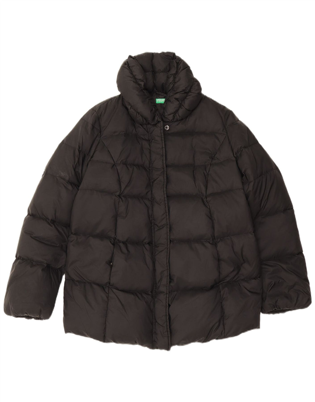 Giacca imbottita oversize da donna Benetton UK 6 XS nera in poliammide