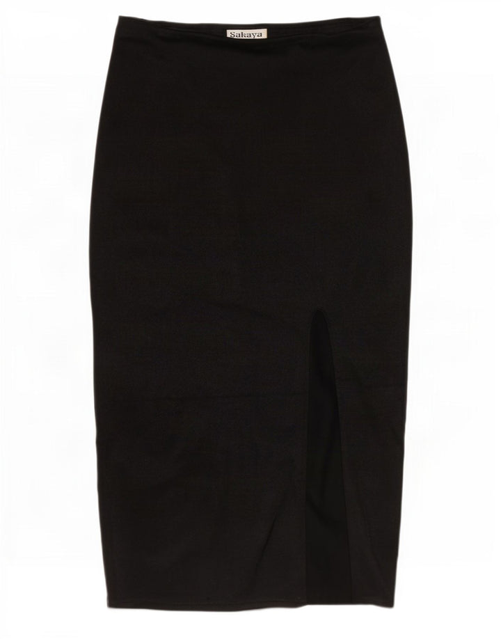 Gonna a tubino vintage da donna W32 grande in nylon nero