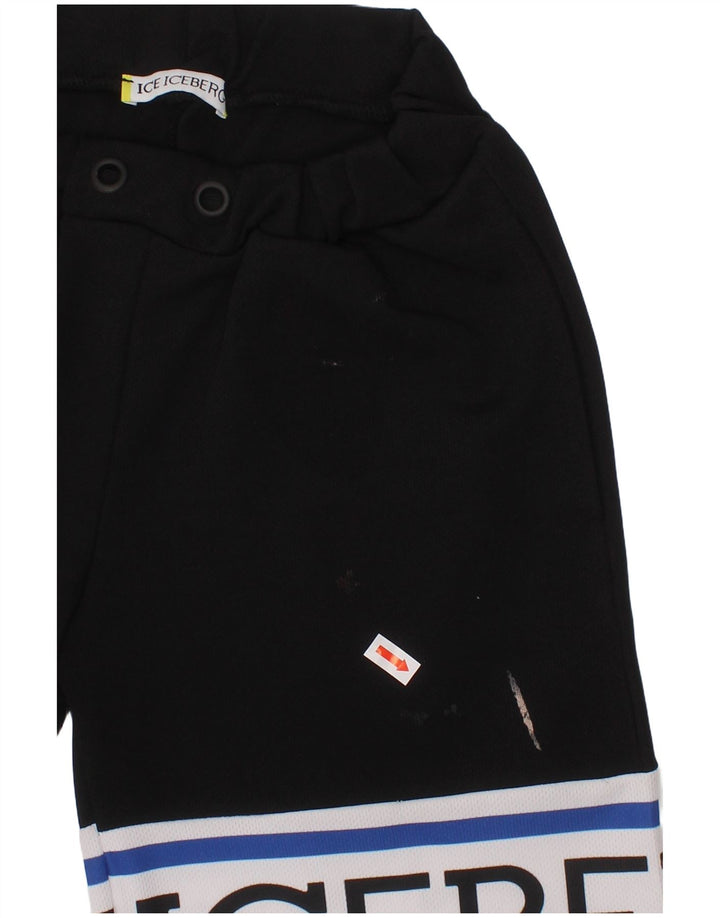 ICEBERG Boys Graphic Sport Shorts 8-9 Years  Black Colourblock Polyester