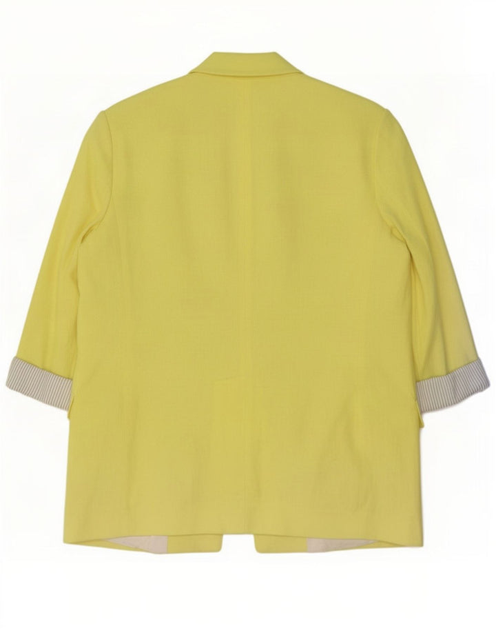 Giacca blazer aperta da donna con maniche a 3/4 Zara UK 16 grande acetato giallo