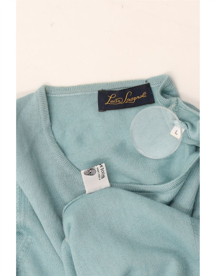 Luisa Spagnoli maglione maglione girocollo da donna UK 16 grande lana blu
