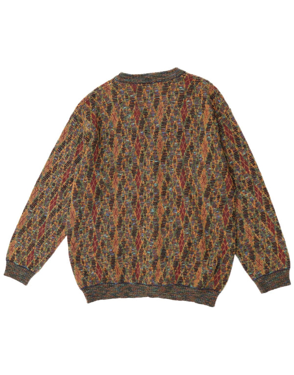 Suspence Mens Cardigan Sweater Medium Multicoloured Argyle/Diamond