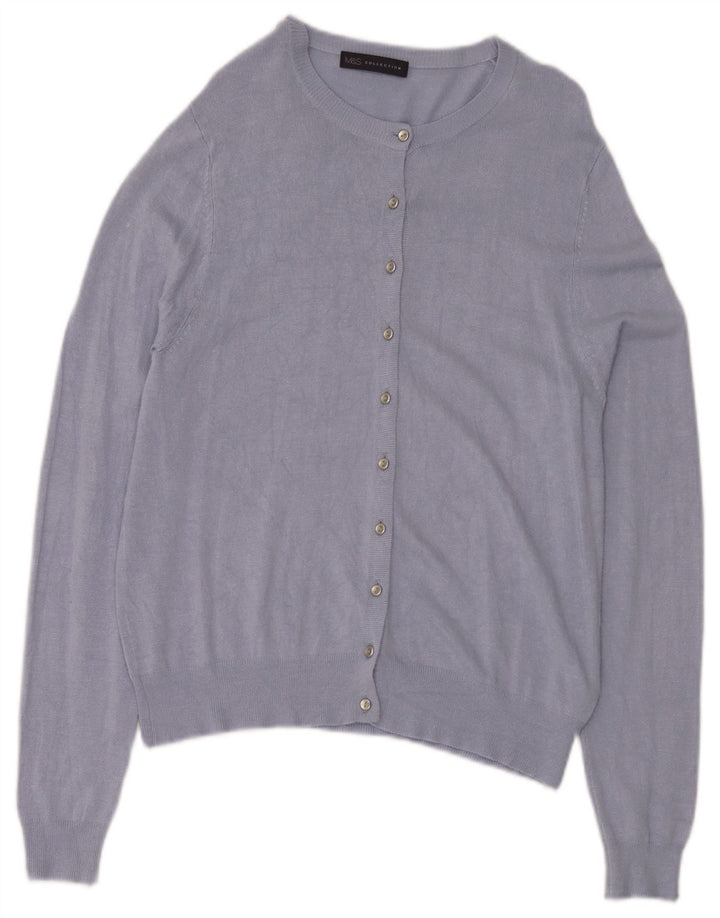 Maglione cardigan da donna Marks & Spencer UK 14 grande viscosa blu