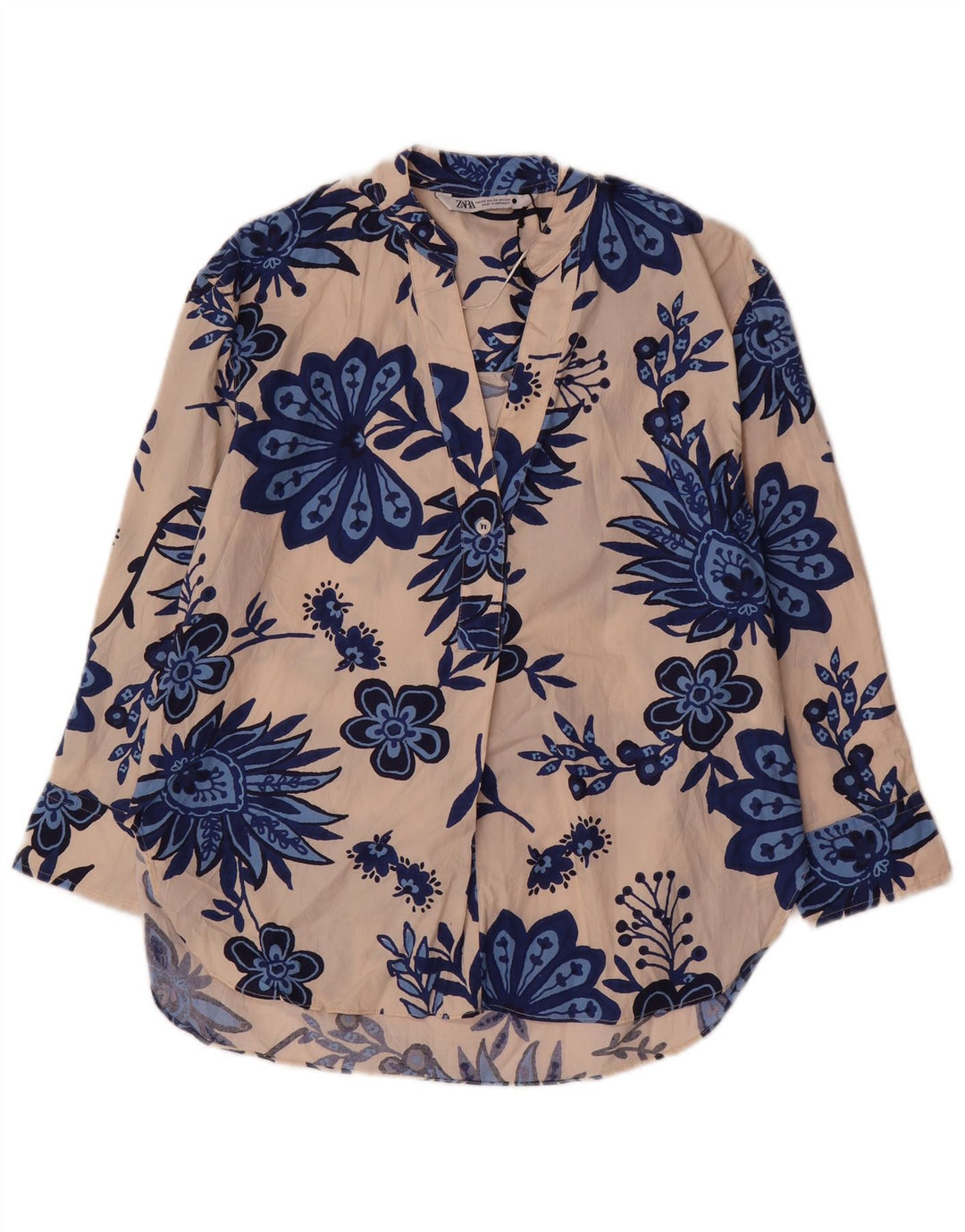 Maglia pullover oversize da donna Zara UK 6 XS Cotone floreale beige