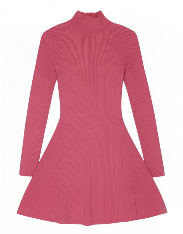 Zara Womens Long Sleeve Jumper Dress UK 12 Medium Pink Viscose