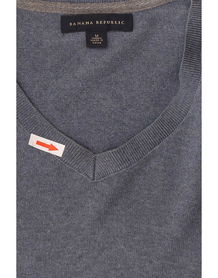 Maglione da uomo con scollo a V Banana Republic in cotone blu medio