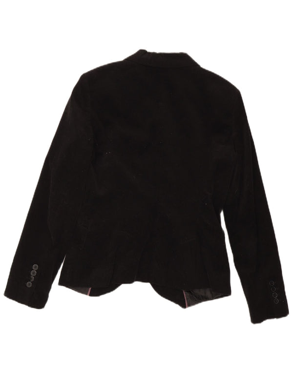 Giacca blazer in velluto a 1 bottone da donna Zara UK 10 piccola in cotone nero