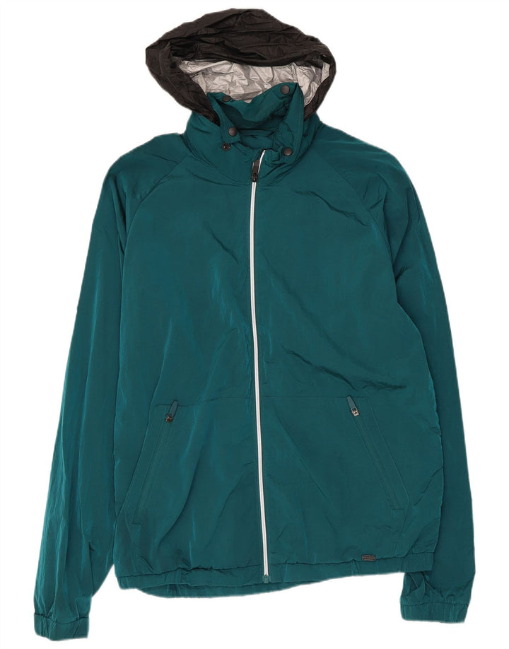 Giacca antipioggia da uomo con cappuccio SUPERDRY UK 42 XL Nylon color block verde