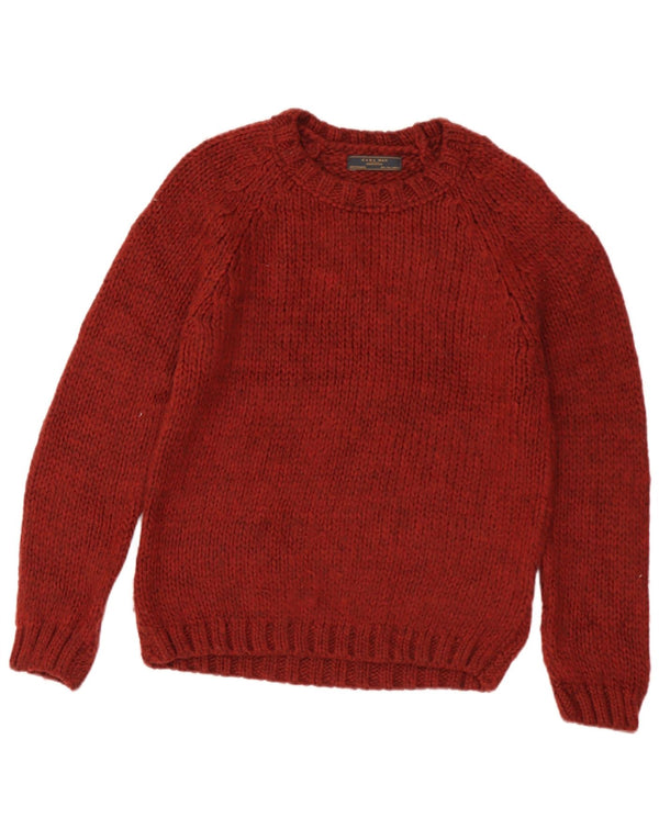 Maglione Zara da uomo con scollo a barca, grande, in acrilico bordeaux