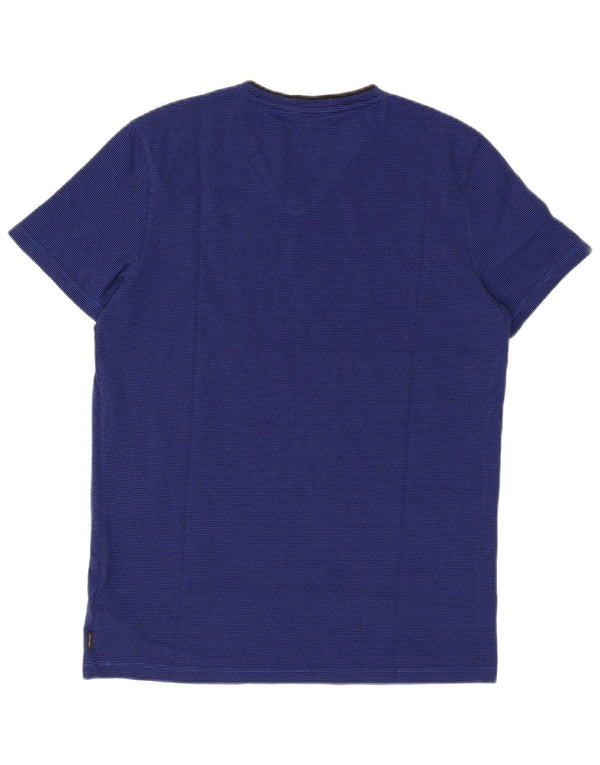 Calvin Klein - T-shirt regolare da uomo a maniche corte, piccola, a righe blu navy